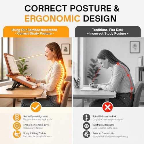 Upgraded Bamboo Slant Board for Writing, Double-Layer Book Stand with 13 Angles, Book Holders for Reading Hands Free, 19.7x14.2in Desk Stand for Students & Office - Thumbnail 6