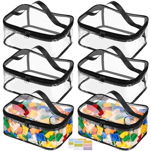 6 Packs Clear Toy Storage Bags, PVC Waterproof Toy Organizer with Zip Reusable Bags for Building Blocks, Board Game, Puzzles - Image 1