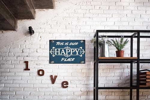 Carastora Vintage "This Is Our Happy Place" Sign – Metal Decorative Plaque for Home, Kitchen, Bedroom, Cafe, and Park – 8x12 Inches - Thumbnail 2