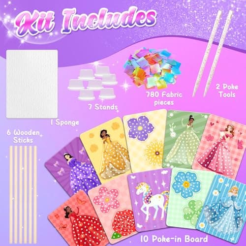 ZOOI Poke Art Kits, Arts and Crafts for Kids 4-8, Pretty Pretty Princess Game, Poke in Crafts for Kids Ages 4-8, Birthday Gifts for 4, 5, 6, 7, 8 Year Old Girl Toys Age 6-8 Art Kits - Thumbnail 3