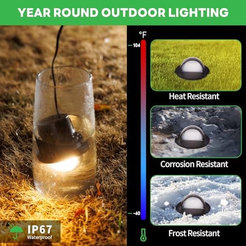Varmtalys 3000K Landscape Well Lights, 6 Pack 6W 420LM LED Low Voltage 12V In-Ground Lights, IP67 Waterproof Aluminum Oil-Rubbed Bronze, Single-Side Lighting Outdoor for Pathway, Lawn - Thumbnail 3