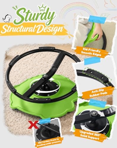 Dinosaur Spinning Chair for Autistic Kids – Sensory Spinning Toy, Spin Chair for Kids Autism, Sensory Swivel Seat for Balance, Coordination, Focus & ADHD Support, Autism Sensory Products(Green) - Thumbnail 2
