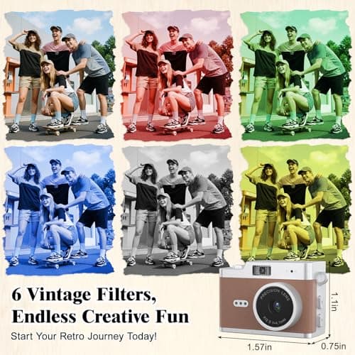 Mini Keychain Digital Camera 1080P, Ultra-Portable Small Retro Camera 32GB Card 6 Filters Video Recorder for Travel Camp Snap Study Party Collectible Vintage Camera Gift Kid Teens Beginner Trendsetter - Thumbnail 4