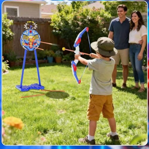 2 Pack Kids Bow and Arrow, LED Light Up Archery Toy Set with 20 Suction Cup Arrows, Standing Target & Arrow Case,Kids Indoor and Outdoor Toys Birthday Gifts Ideas for 3 4 5 6 7 8 9 10 11 12 Year Boys - Thumbnail 5