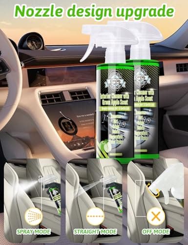 Kingvo Interior Car Cleaner, Car Seat Cleaner Cleaning Kit Carpet Shiny Stuff Deep Cleans Rubber Floor Mat Truck,Green Apple Scent - Thumbnail 5