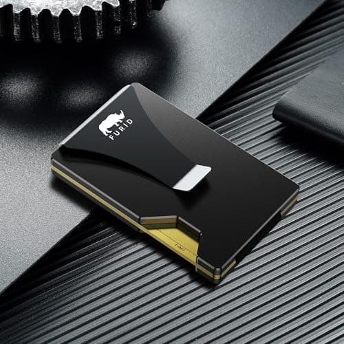 furid Minimalist Card Wallet for Men Slim: Rfid Metal Wallet with Money Clip Credit Card Holder - Gift for Man Husband at Brithday Stocking Stuffers - Thumbnail 4
