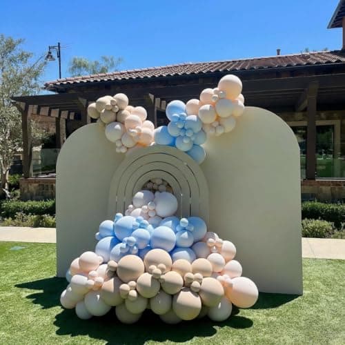 Gender Reveal Balloons, 60Pcs 12Inch Dusty Pink Blue White Gold Balloons for Boho Neutral Gender Reveal Baby Shower Engagement Birthday Party Decorations - Thumbnail 4