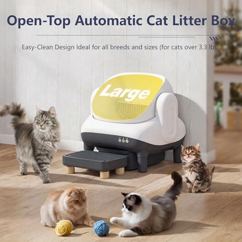 MeowWhimsy S7 Pro Self Cleaning Litter Box, Automatic Open Top, App Control, Extra Large Electric for Multi-Cat, Includes Pedal Mat and Bags - Thumbnail 2