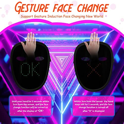 Led Mask Light Up Mask Gesture Sensing, Halloween Christmas Boys Toy Gift - Thumbnail 5