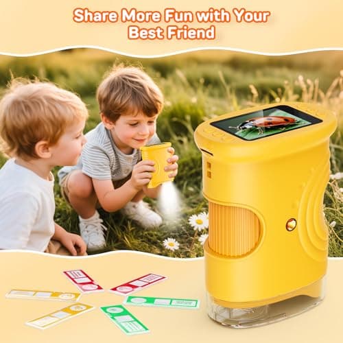 1000X Digital Handheld Microscope for Kids with 2.0" IPS Screen, Outdoor Toys Portable STEM Science Lab Gifts, Rechargeable Pocket Microscope Educational Toy for Boys & Girls Age 4-6 8-12, Orange - Thumbnail 5