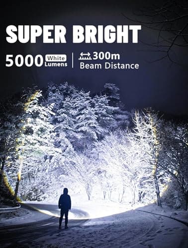 Rechargeable Flashlight High Lumens, Aluminum 5000Lumen Super Bright Flash Light, Zoomable Tactical Flashlight with Ignition Lens, Zoomable Focus, Waterproof, Powerful Flashlight for Home & Outdoors - Thumbnail 2