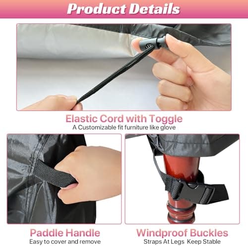 Outdoor Bench Cover 2 Seater Waterproof, 52" W X 28" D X 35" H All Weather Patio Bench Cover for Outside Furniture, Loveseat, Sofa Couch, Bench and Glider, Black - Thumbnail 5