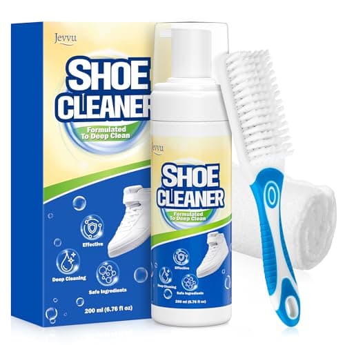 Jevvu Shoe Cleaner, Sneaker Cleaner Kit with Brush and Towel, Deep Clean Shoe Cleaning Kit for White Shoes, Leather and Rubber - Image 1