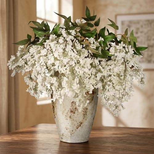 UOROMI 43" Tall Faux Berry Stems for Floor Vases, 3 Pcs White Artificial Spring Floral Branches, Bendable Long Stem Fake Plants for Farmhouse Home Decor, Mantel & Wedding Centerpiece - Image 1