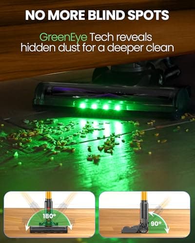 Zynet S8 Cordless Vacuum Cleaner, 500W/45KPA/40Mins Lightweight Stick Vacuum for Home, LED Display and Green Headlights, 6-Stages Filtration, Self-Standing Vacuum for Hard Floor, Carpet and Pet Hair - Thumbnail 6