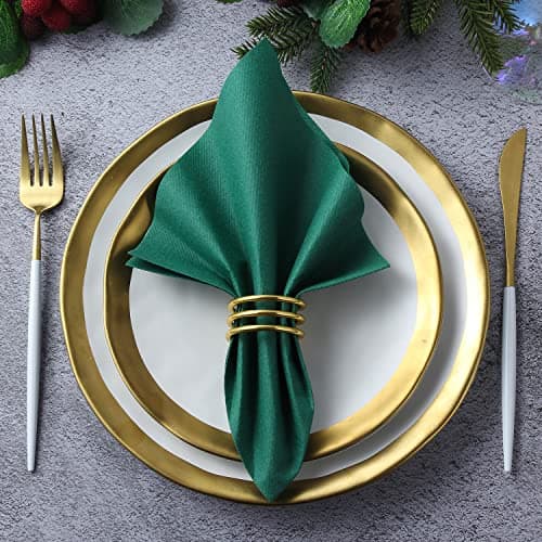 MORGIANA 50 PCS Disposable Dark Green Paper Napkins, Christmas Heavy Duty Linen Feel Dinner Large Green Napkins for Praty Wedding, St Patrick’s Day - Thumbnail 5