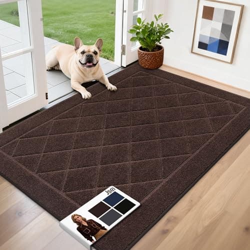 JSEI Dirt Trapper Door Mat 32"x48", Non-Slip Washable Entryway Mats, Dog Door Mat, Stain Resistant and Absorbent Floor Mats, Low Profile Welcome Mat for Front Back Door, Brown - Image 1