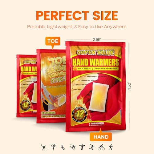 Hand Warmers Disposable 125Pcs, Long-Lasting Up to 12 Hours for Warm Body, Safe Portable Hand Warmers for Hand and Foot, Heater for Camping, Fishing, Winter for Women Men Mom Dad - Thumbnail 5
