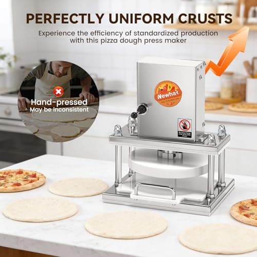Newhai 8.6” Electric Pizza Dough Press Machine Commercial Dough Roller Sheeter Stainless Steel Pastry Bread Press Forming Processor for Bakery Home Restaurant Use - Thumbnail 4