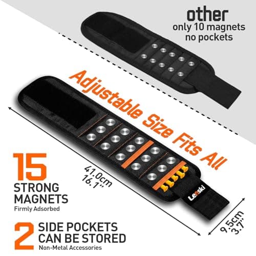 Lenski Gifts for Men, Magnetic Wristband Tool Belts for Men, Anniversary Birthday Gifts for Him,Wrist Magnetic Screw Holder with Strong Magnetic Holding Screws Tool, Cool Stuff Gadgets for Men - Thumbnail 3