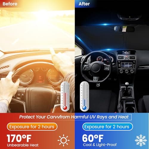 Foldable Windshield Sun Shade for Car – 240T Reflective UV and Heat Shield with Storage Bag | Keeps Interior Cool - Thumbnail 4