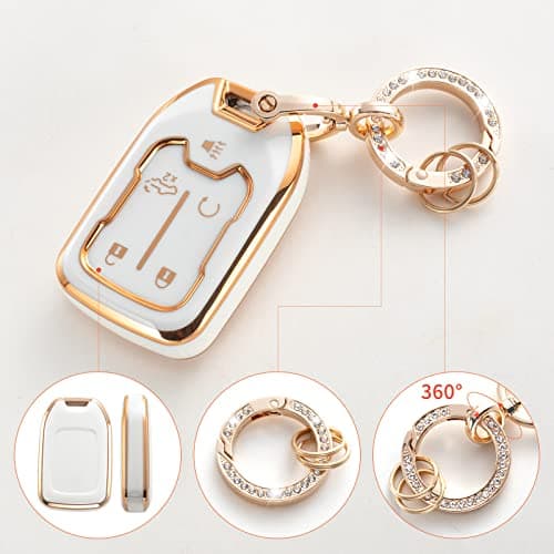 RUABIBAN Key Fob Cover Compatible with 2019 2020 2021 2022 Chevy Silverado GMC Sierra 1500 2500HD 3500HD Terrain Acadia Smart Key Protector Shell 5 Buttons - Thumbnail 3