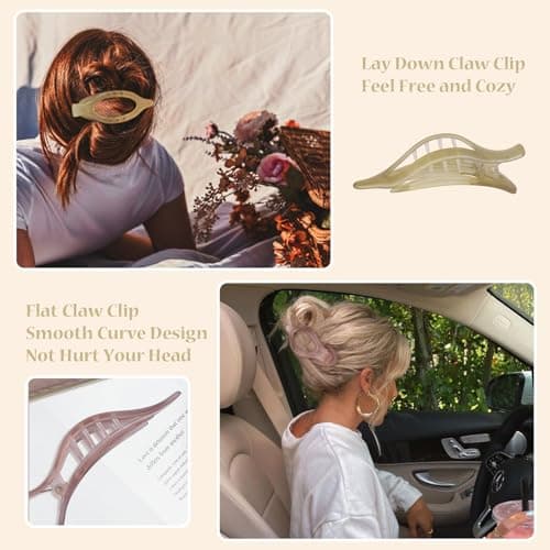 CHANDAT Flat Hair Clip 6 pcs Lay Down Claw Clips Hair Accessories for Women -Ice Cream - Thumbnail 5
