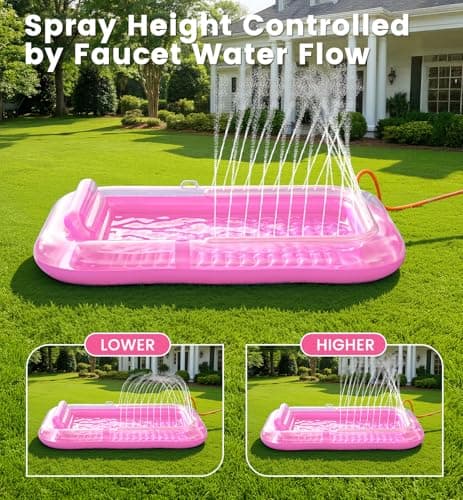 Inflatable Tanning Pool Lounger Float with Sprinkler, 77" x 48" XL Tanning Pool for Adults with Pillow & Cup Holder, 6 in 1 Suntan Tub Sunbathing Bed Pool Floats Adult for Backyard, Beach & Lake - Thumbnail 3