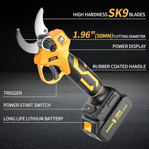 Electric Pruning Shears, Cordless Electric Pruning,1.96"(50mm) Cutting Diameter Cordless Pruner for Gardening Tree Pruning - Thumbnail 3