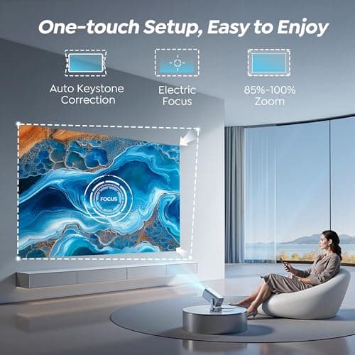 Mini-Projector with WiFi and Bluetooth, 【600ANSI/Electric Focus】 Native 1080P 4K Portable-Outdoor-Movie-Projector, 270°Adjustable Stand/Auto Keystone, TOPTRO Smart-Proyector for Phone/TV Stick - Thumbnail 3