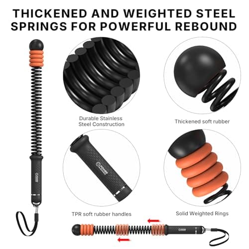 Power GUIDENCE Adjustable Weighted Ropeless Battle Ropes with 4 Resistance Rings, Portable Cordless Battle Rope for Home Gym, Progressive Strength & Low-Impact HIIT Training for Men & Women，Black - Thumbnail 4
