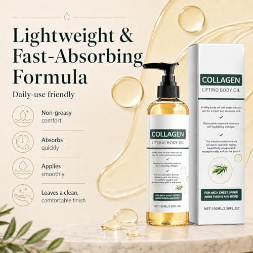 CWYRLTKA Collagen Lifting Body Oil for Skin Tightening, Post Shower Hydrating & Moisturizing Collagen Oil for Women & Men, Softens Crepey Skin, All Skin Types, 3.8 Fl Oz - Thumbnail 4