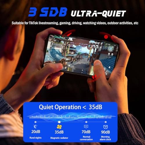 Comvin 3 in 1 Magnetic Cell Phone Cooler for Gaming, Mobile Phone Cooling Fan with Clip, Portable RGB Radiator for iPhone MagSafe Series/Android/iPad, Cellphone Gaming,TK Live Streaming, Outdoor Vlog - Thumbnail 4