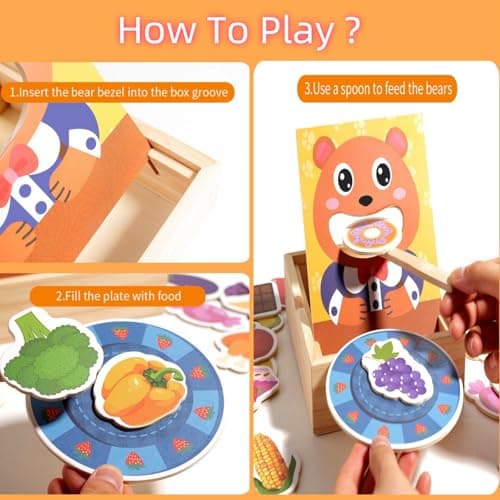 YECHISY Wooden Feeding Toy for Toddlers: Montessori Pretend Play Food Set for Kids Kitchen with 30 Various Foods, Bowl & Spoon, Preschool Learning Toys, Fine Motor Skills Gift for Kids Boys & Girls - Thumbnail 4
