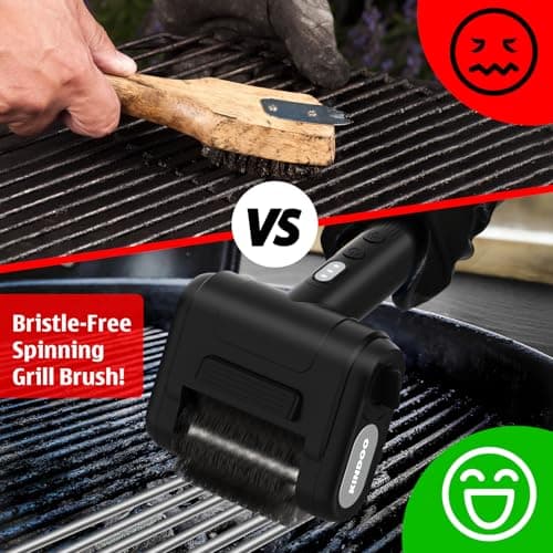 Electric Rechargeable Grill Brush,Grill Cleaner for Outdoor Grill with 800 RPM Motor - Bristle Stainless Steel Grill Cleaner with LED Light for BBQ, Heavy Duty Grill Cleaning Tool（Black） - Thumbnail 3