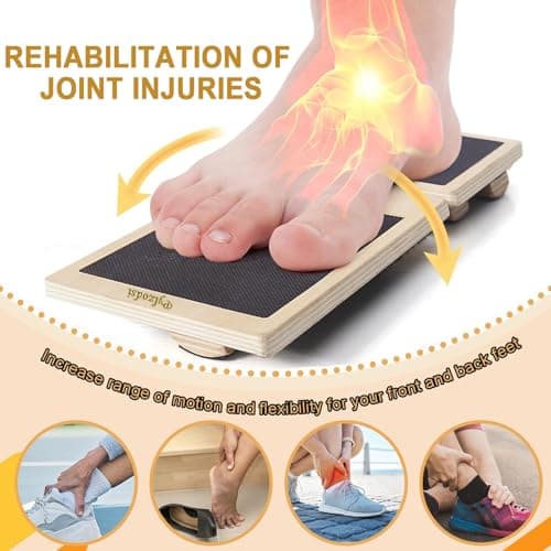 Ankle Balance Board - Single Foot Balance Board, Sprain Exerciser, Non-Slip Wood Ankle Foot Strengthener for Plantar Fasciitis Relief/Physical Therapy/Posture Correction/Balance Training - Thumbnail 2
