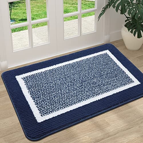 Colorxy Indoor Door Mat, Non-Slip Absorbent Resist Dirt Entrance Mat, Sturdy Low-Profile Inside Floor Mats, Washable Front Entry Doormats for Entryway, 30''x17'', Navy - Image 1