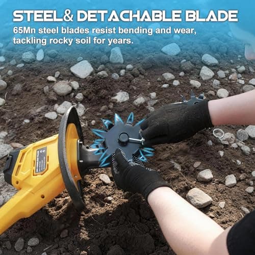 Cordless Tiller Cultivator (No Battery) Compatible with Dewalt 20V Max Battery, 9In Tilling Width & 6.3In Depth Tiller for Gardening, Loose Soil, Weeding, Trenchig - Thumbnail 4
