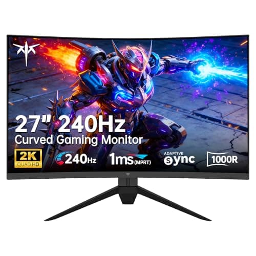 KTC 27 Inch 240Hz Curved Gaming Monitor, 2K QHD 2560x1440P Computer Monitor with 1000R, 2500:1 Contrast, Adaptive Sync, DP 1.4, HDMI 2.0, VESA, Tiltable, H27S25E - Image 1