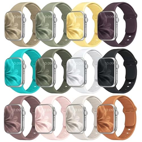 12 Pack Sport Bands Compatible with Apple Watch Band 38mm 40mm 41mm 42mm 44mm 45mm 46mm 49mm for Women Men,Soft Wristband Silicone Strap for iWatch Bands Series 11 10 9 8 7 6 5 4 3 2 1 Ultra SE - Image 1