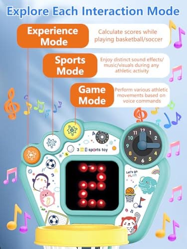 3 in 1 Toddler Basketball Hoop, Soccer Goal for Toddlers 1-3 indoor & outdoor , adjustable basketball hoop for kids, LED Scoreboard, Music & Educational Games for 18+M Boy Girl, Kids Sports Toys - Thumbnail 5