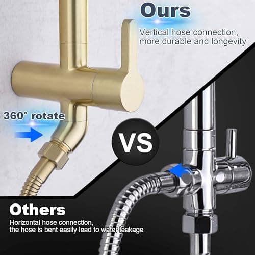 SonTiy Rain Shower Head with Handheld Spray and Shower Shelf Caddy, 12Inch High Pressure rainfall Showerheads and Hand Shower Combo with Height Adjustable Holder Shower Head System, Brushed Gold - Thumbnail 5