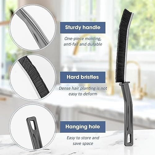 LSLCQW Hard Bristle Crevice Cleaning Brush, Small Cleaning Brushes, Grout Cleaner Brush, Toilet Brush, Scrub Brush for Shower Tile, Skinny Gap Cleaning Tools for Household Use, Bathroom, Kitchen (3) - Thumbnail 4