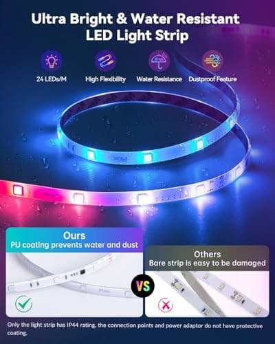 Pak RGB+IC LED Strip Lights for Bedroom & TV, 32.8ft Smart Lights with Remote APP Control, DIY 16 Million Colors, Music Sync Color Changing LED Lighting, 44 Scene Modes, Work with Alexa & Google - Thumbnail 4