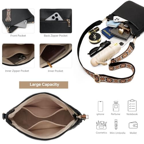 GEMIU Medium Crossbody Purse for Women Crossbody Bags Purses for Women Leather Shoulder Bags with Guitar Strap - Thumbnail 5