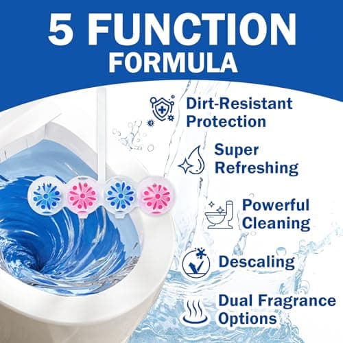 SCENTORINI 4-in-1 Toilet Bowl Cleaner, Rim Hanger Automatic Toilet Bowl Freshener, 4 Lemon & 4 Magnolia Scent, Toilet Bowl Cleaning Balls Long-Lasting up to 30 Days - Thumbnail 4