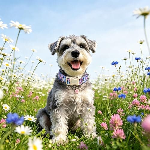 Lionet Paws Floral Dog Collar Summer Wildflowers Daisy Fleabane Collars with Pink Peach Pattern Pendant - Female Girl Dog Collar for Small Medium Dogs S - Thumbnail 5