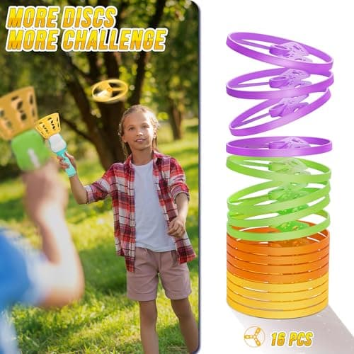 Outside Toys for Kids Ages 4-8 Electric Manual Capture Catching Game for Kids, Automatic Flying Disc Launcher Outdoor Indoor Toy, Chasing Toy for Boys Girls, Perfect Yard Beach Family Game - Thumbnail 3