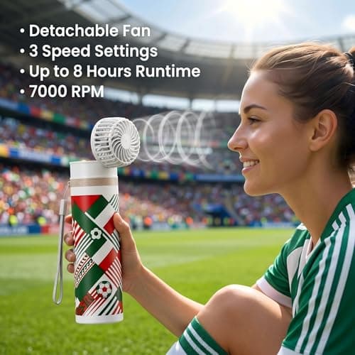 DUOMIY 2-in-1 Handheld Fan & Ice Therapy Cup, 7000 RPM Cooling Fan with Long-Lasting Cold Retention, Personal Fan & Reusable Cold Compress for Sports Recovery & Heat Relief, Mexico Theme - Thumbnail 4