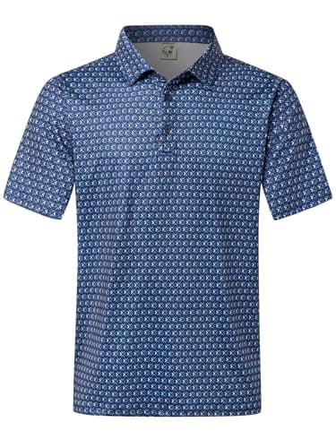 Hardaddy Mens Golf Polo Shirts Dry Fit Short Sleeve Print Patterns Moisture Wicking Collared Funny Golf Shirts for Men Navy Blue 3XL - Image 1